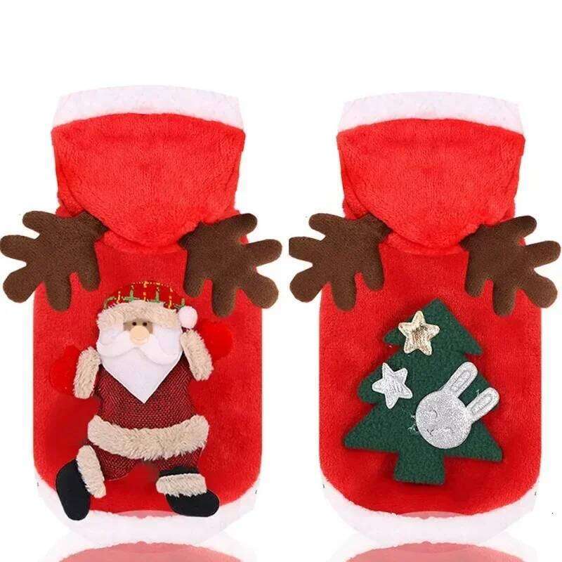 Winter Warm Pet Clothes for Small Medium Elk Santa Claus Dog Cats Coat Hoodies Christmas Dogs Costume