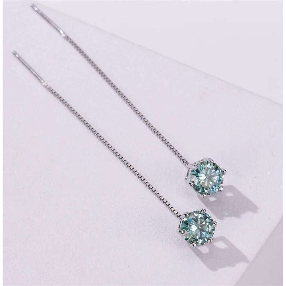 5-6.5mm moissanite women drop earrings for charm lady Solitaire Genuine 925 Sterling Silver female dating party earring gift 0b7
