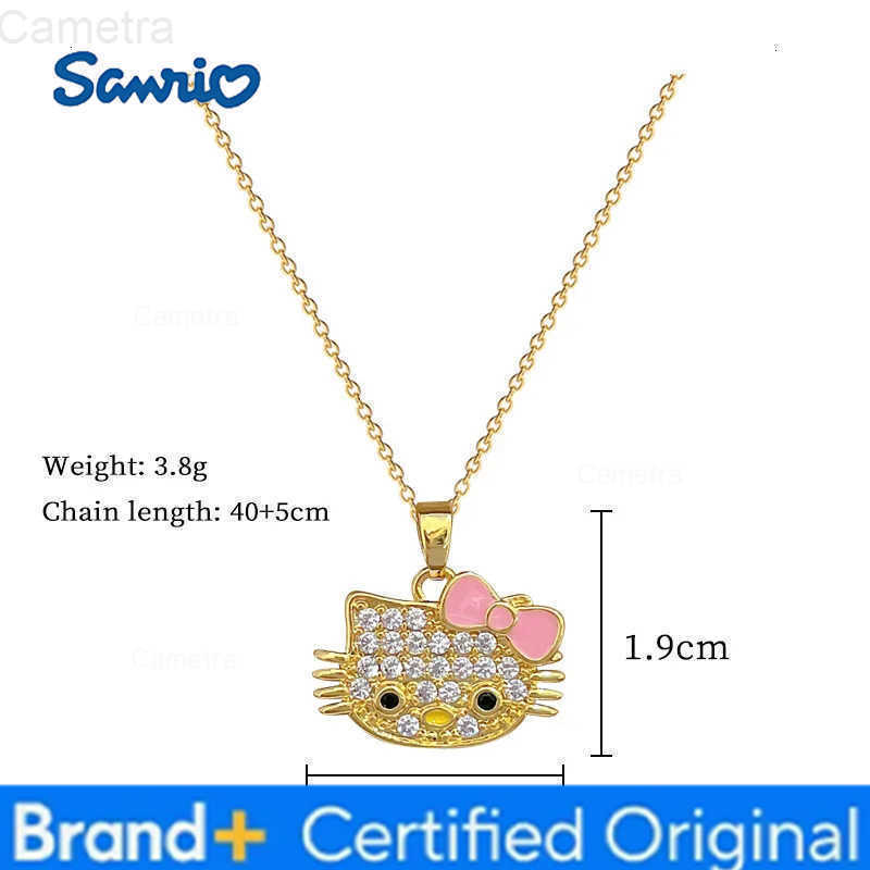 Sanrio Stainless Steel Chain Necklace Cute Hello Kitty with Zircon Pendant Necklaces for Women Girls Creative Cute Jewelry Gifts H251229