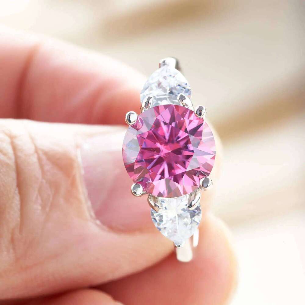 Luxury 9mm 3ct D Color Moissanite Rings Classic 4 Prong S925 Sterling Silver Fine Jewelry dating gift For Women Wedding Bands 84d