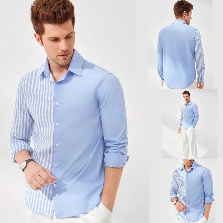 Mens Business Casual Long Sleeved Striped Color Blocked Polo Shirt Fashionable Breathable and Comfortable Autumn Versat 251219