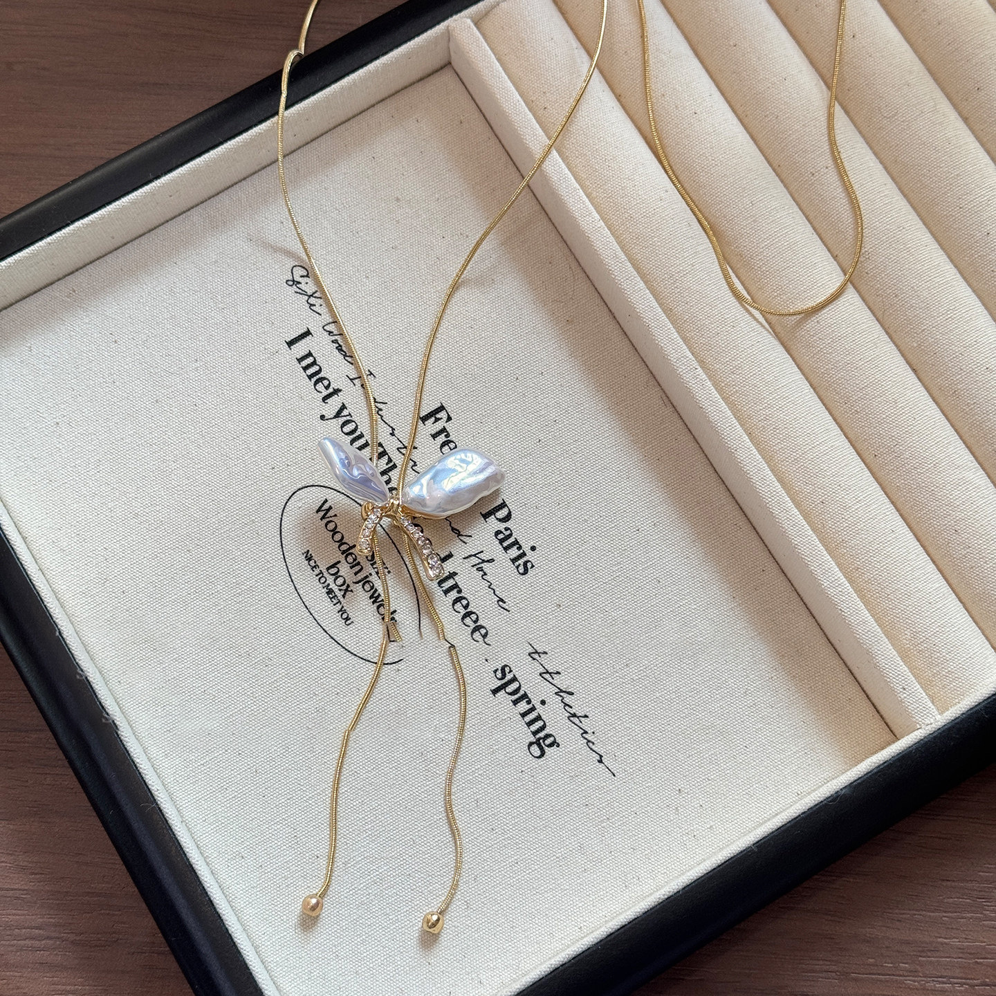 Korean Style Ins Diamond-Studded Butterfly Pearl Exquisite Elegant Temperament Versatile Sweater Chain Light Luxury High-End Sense Necklace