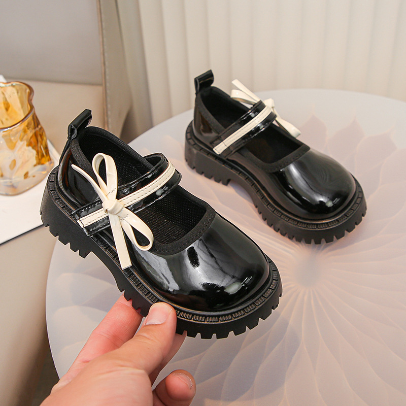 kids shoes brand new spring autumn girls children pu leather shoes kid bow flats shoes size 21-30