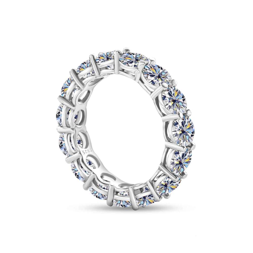 5mm 7ct Colorful Moissanite Ring 925 Sliver Plated with White Gold Wedding Eternity Band Engagement Rings For Women 73f