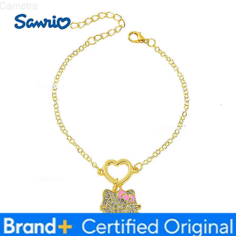 Sanrio Sweet Cute Hello Kitty Heart Rhinestone Pendant Bracelet Simple and Fashion Charm Jewelry Suitable as a Gift for Fans H251229