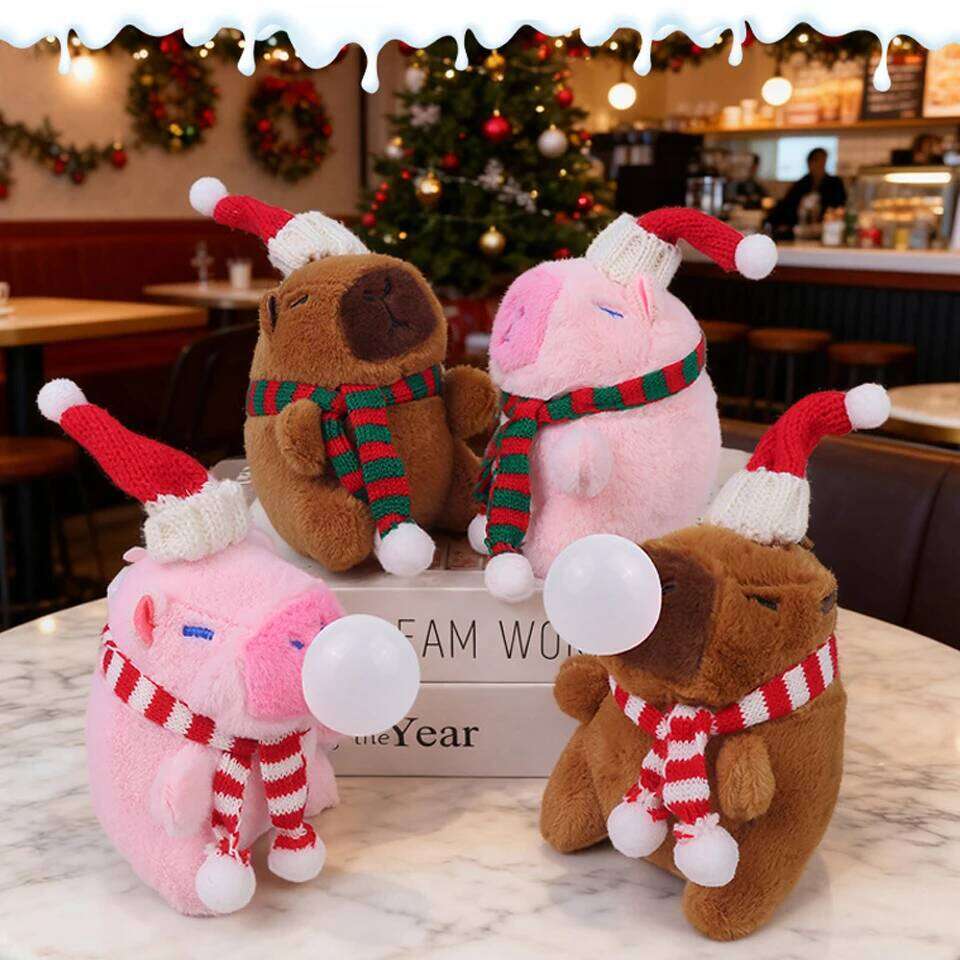 ZAKOL Cute Hat Capybara Pendant Plush Toy Doll Keychain Kapila Bag Hanging Ornaments Christmas New Year Gift
