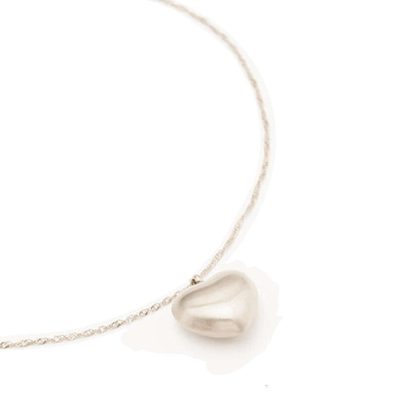 Cross-Border Simple Brushed Choker Collarbone Chain French Sweet Cool Niche Heart Necklace for Women