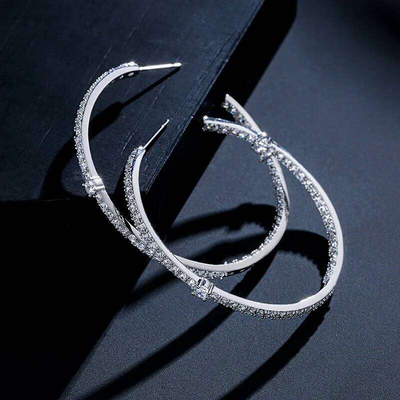 ZAKOL Classic AAA Zircon Large Hoop Earrings for Women Exquisite Micro Paved zirconia Jewelry Gift