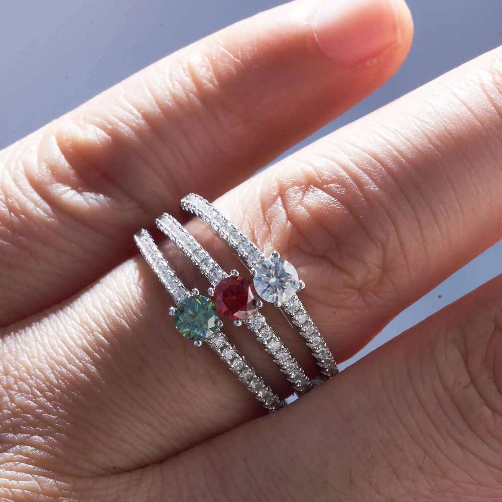 Brilliant Cut 0.3 Carats 4mm moissanite ring Diamond Tester Past D Color Moissanite Engagement Ring Korean Style fine Jewelry 864