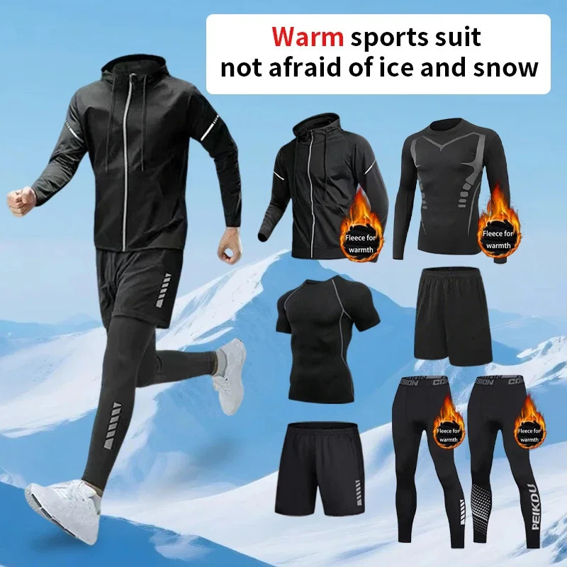 Mens winter warm fitness set quickdrying running and basketball training highly elastic sweatwicking 251219