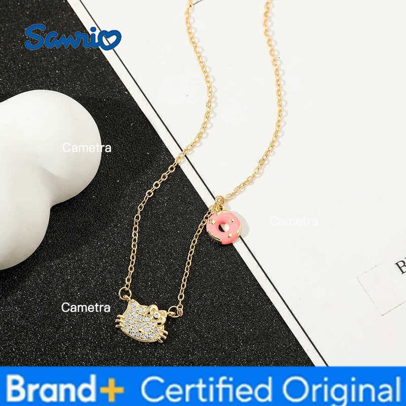 Sanrio Anime Hello Kitty Necklace Cute Cartoon Figure KT Cat Rhinestone Pendant Necklace Charm Jewelry Halloween Gifts H251229