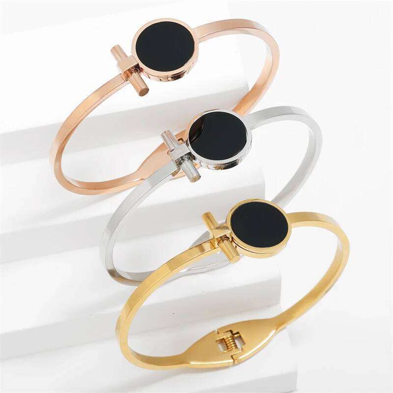 Fashion Titanium Steel Rose Gold Color Bracelet Bangles for Women Exquisite Birthday Anniversary Jewelry Gifts