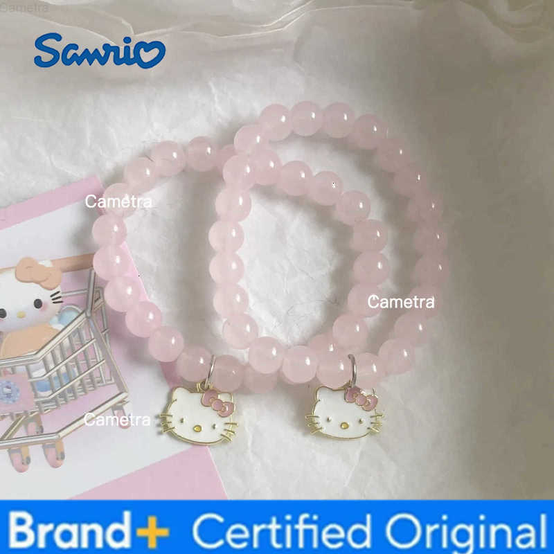 Sanrio Anime Sweet Hello Kitty Bracelet Handmade Cute Cartoon Figure KT Cat Pendant Accessories Pendant Bead String Hand Rope H251229