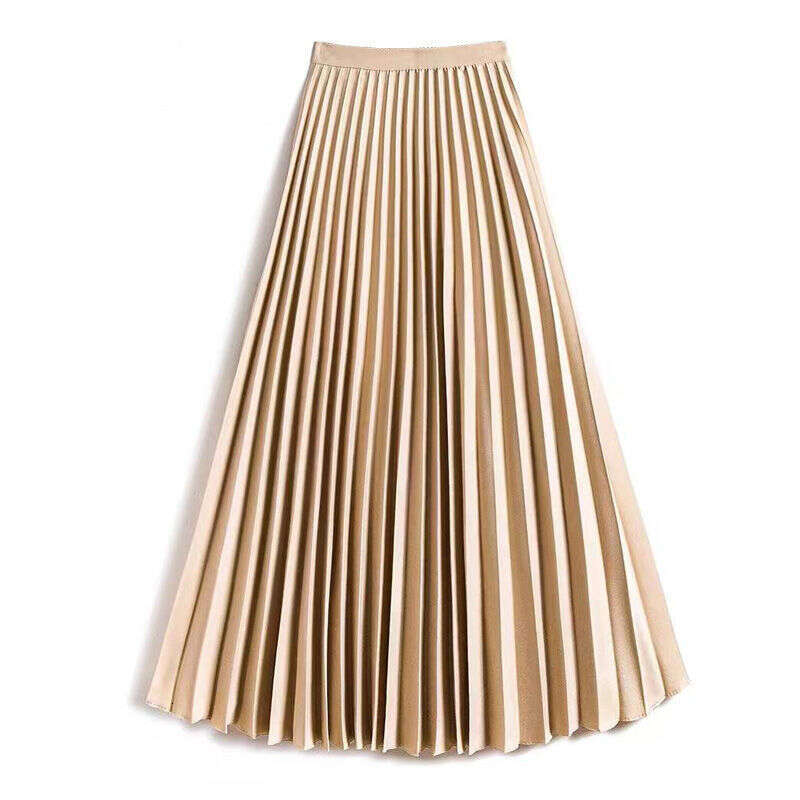 Women's Long Skirt Satin Elegant Organza High Waist Pleated Spring Summer Versatile Princess Half Long Skirt New Style