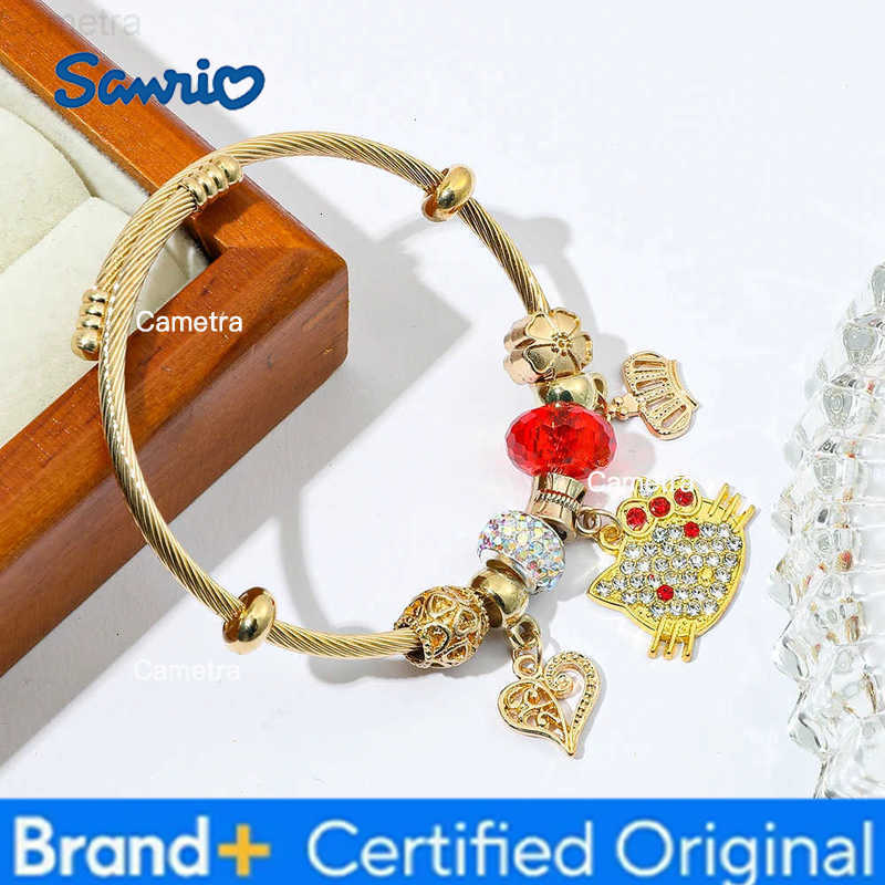 Sanrio Hello Kitty Rhinestone Bracelet Creative Cartoon KT Cat Head Portrait Pendant Bangle - Friend Jewelry Unique Gift H251229