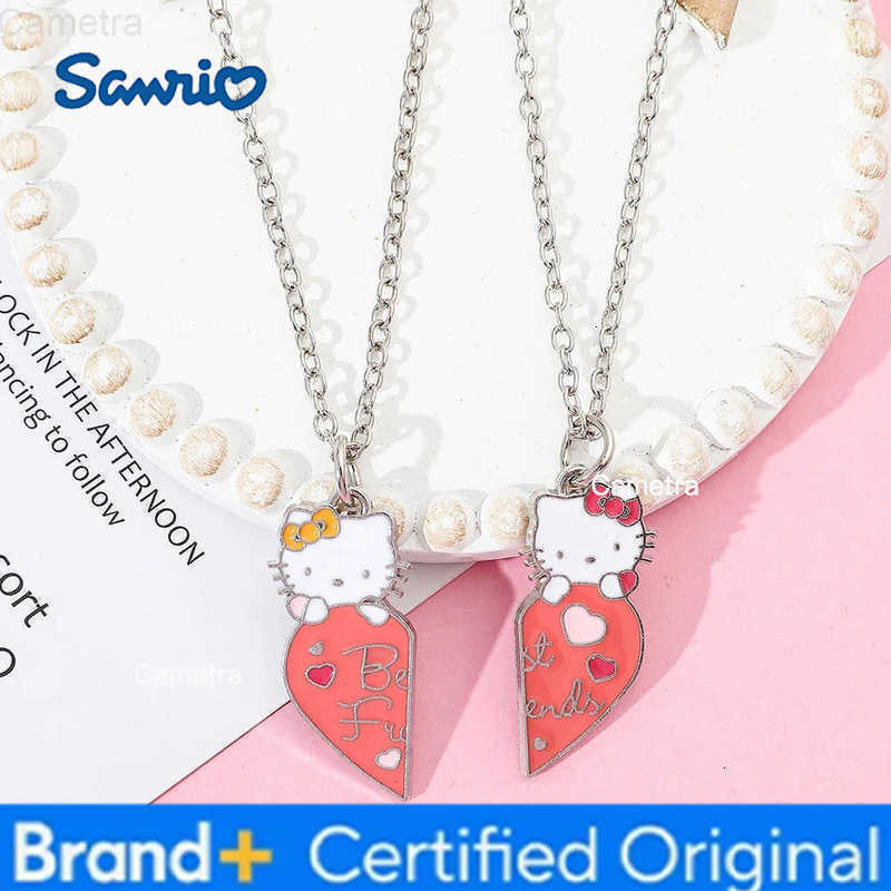 Sanrio Kawaii Anime Hello Kitty Necklace Cute Cartoon Heart-shaped KT Cat Pendant Neck Chian for Best Friend Accessories Gift H251229
