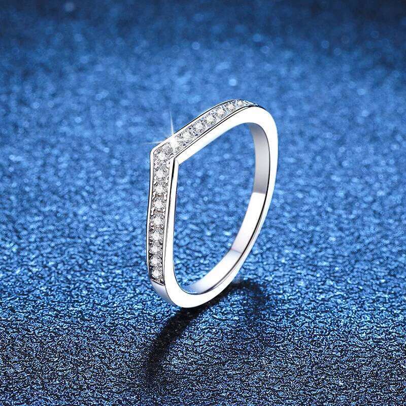 Moissanite Ring 925 Sterling Silver with White Gold Plated Full Diamond Band Engagement Wedding Bridal Rings for Women 36f