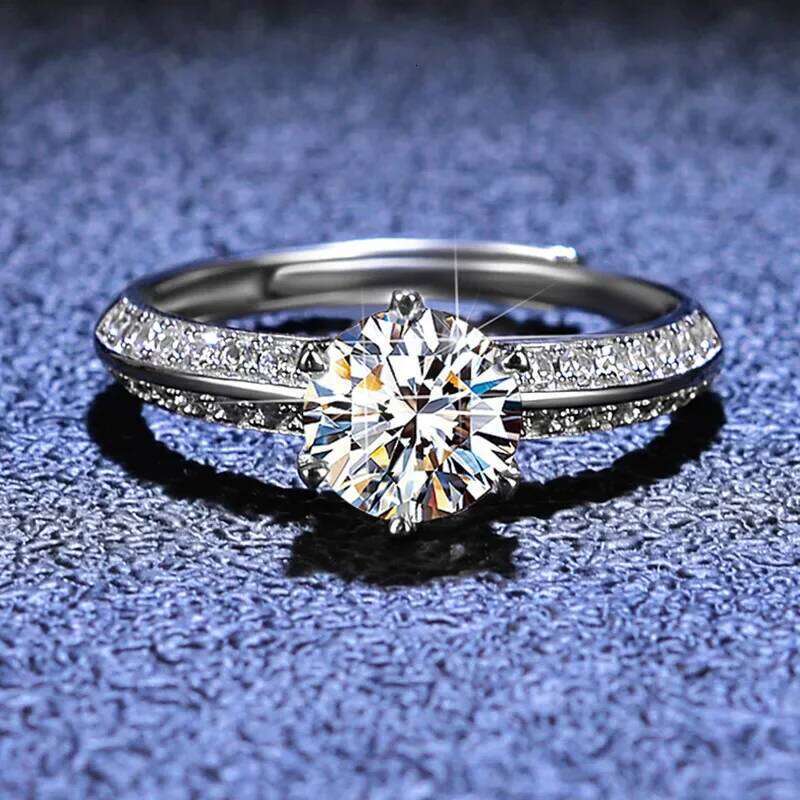 18K inlaid D-color moissanite high-end women's diamond ring, PT950 white gold customized VVS1 ring 88f
