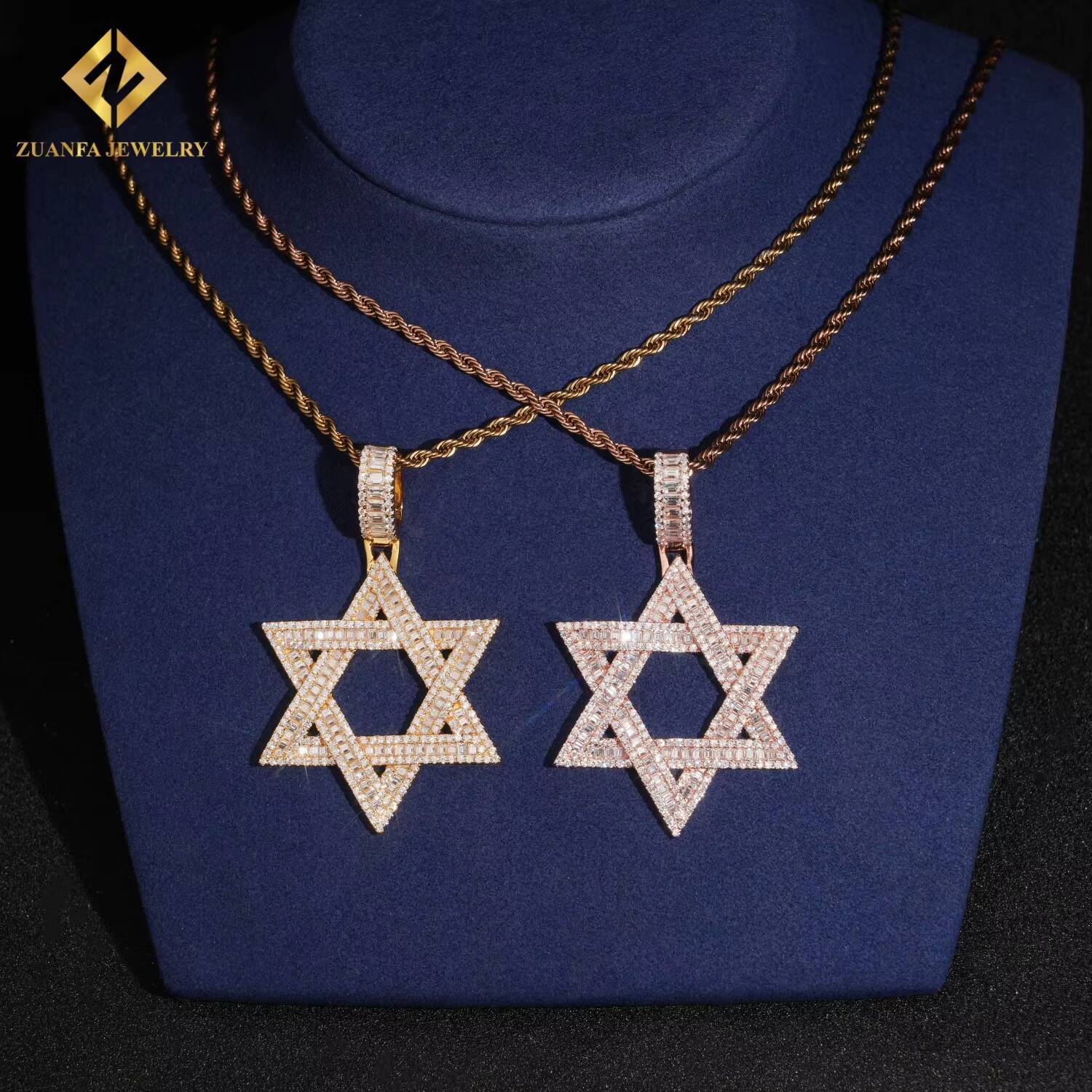 Hot Sale Ice Out Moissanite VVS Hexagram Pendant 925 Sterling Silver Pendant Pass Diamond Tester HipHop Moissanite Jewelry GRA