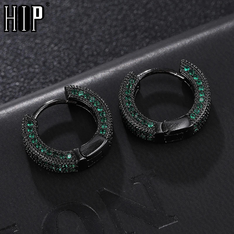 Hip Hop 1Pair Bling Round Zircon Micro Paved Iced Out Rhinestone CZ Stone Stud Earring Copper Earrings For Men Jewelry 251224