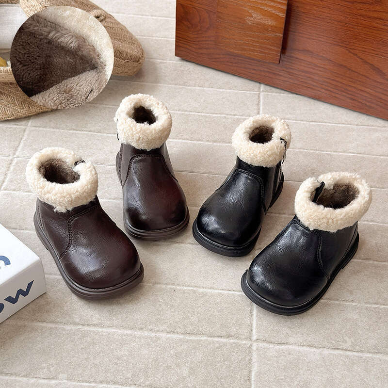 Ins British Style Martin 2025 Winter New Korean Version Girls' Fashion Short Thick Sole Fleece Lined Warm Cotton Boots