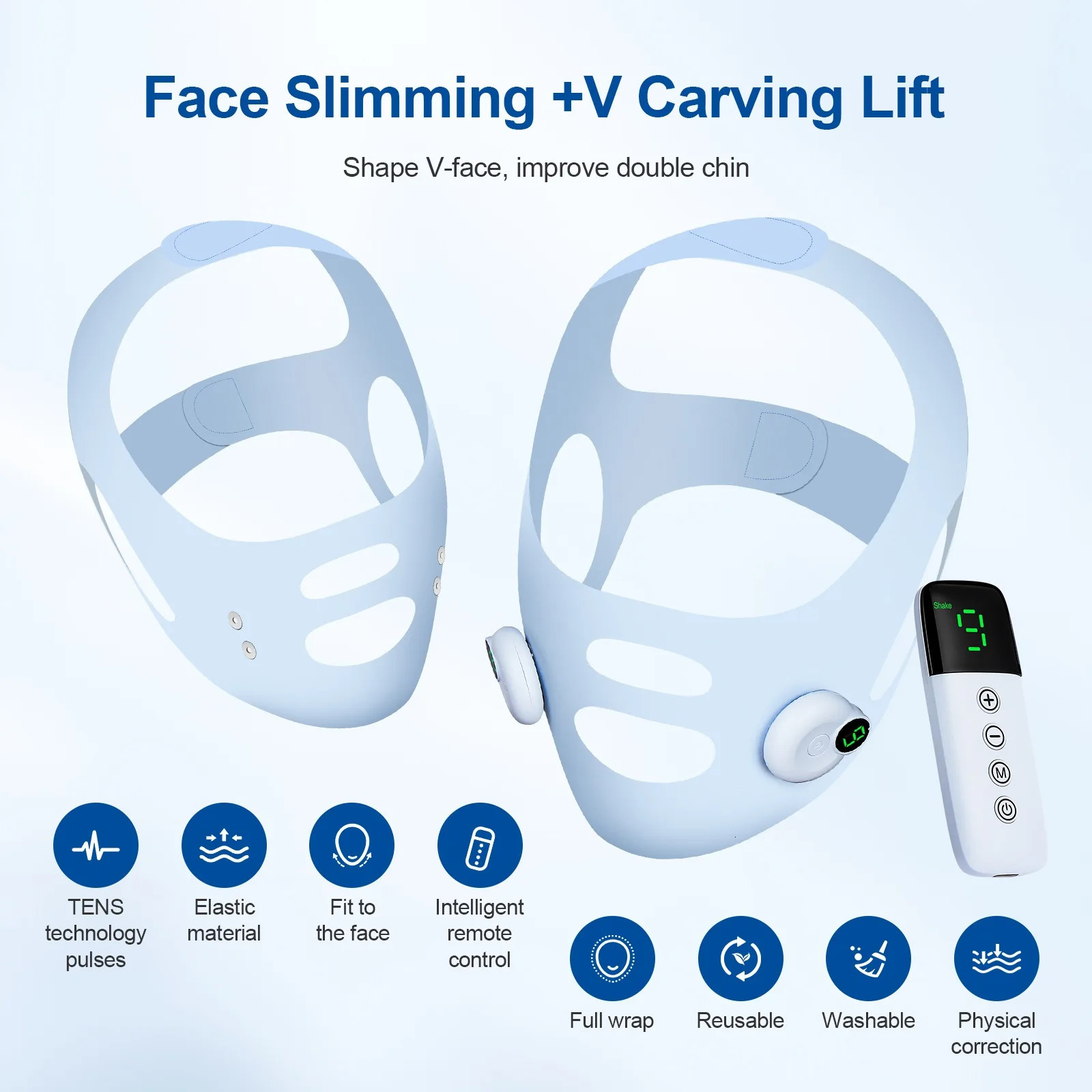 V Line Face Slimming Strap Facial EMS Lifting Machine Microcurrent Face Massager Low Frequency Pulse Chin Cheek Lift Up Belt 251222