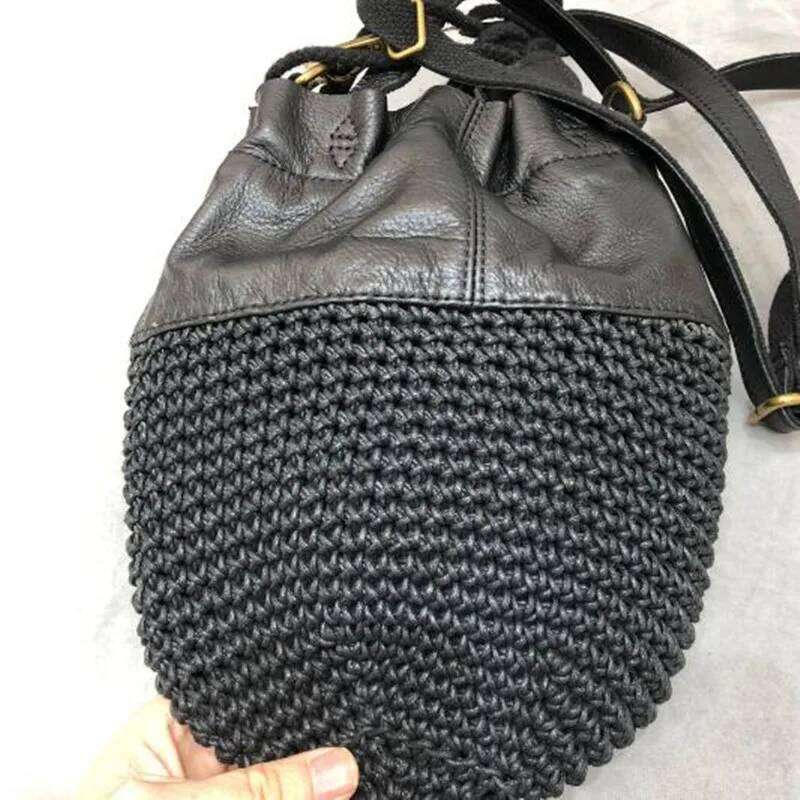 Summer New Products Genuine Leather Handmade Head Layer Cowhide Single Shoulder Crossbody Bag Women S Portable Wax Rope Braided LEMON KOKO