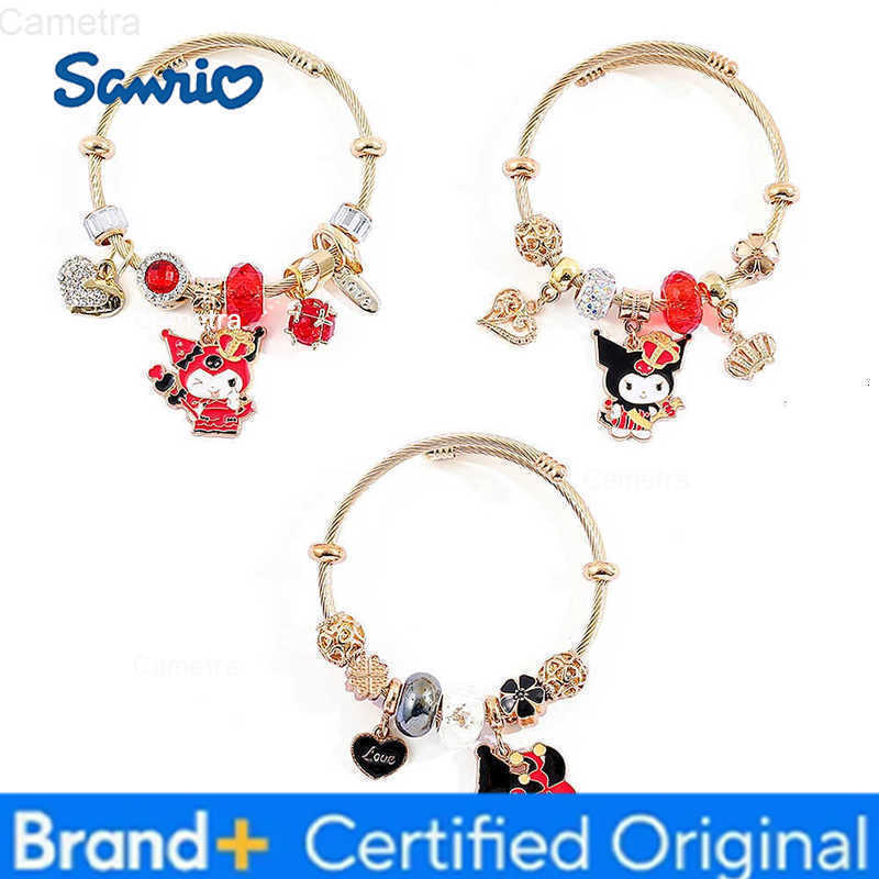 Sanrio Cartoon Kuromi Charm Bracelet Creative Cute Adjustable Bangle for Women and Girl Christmas Jewelry Gift H251229