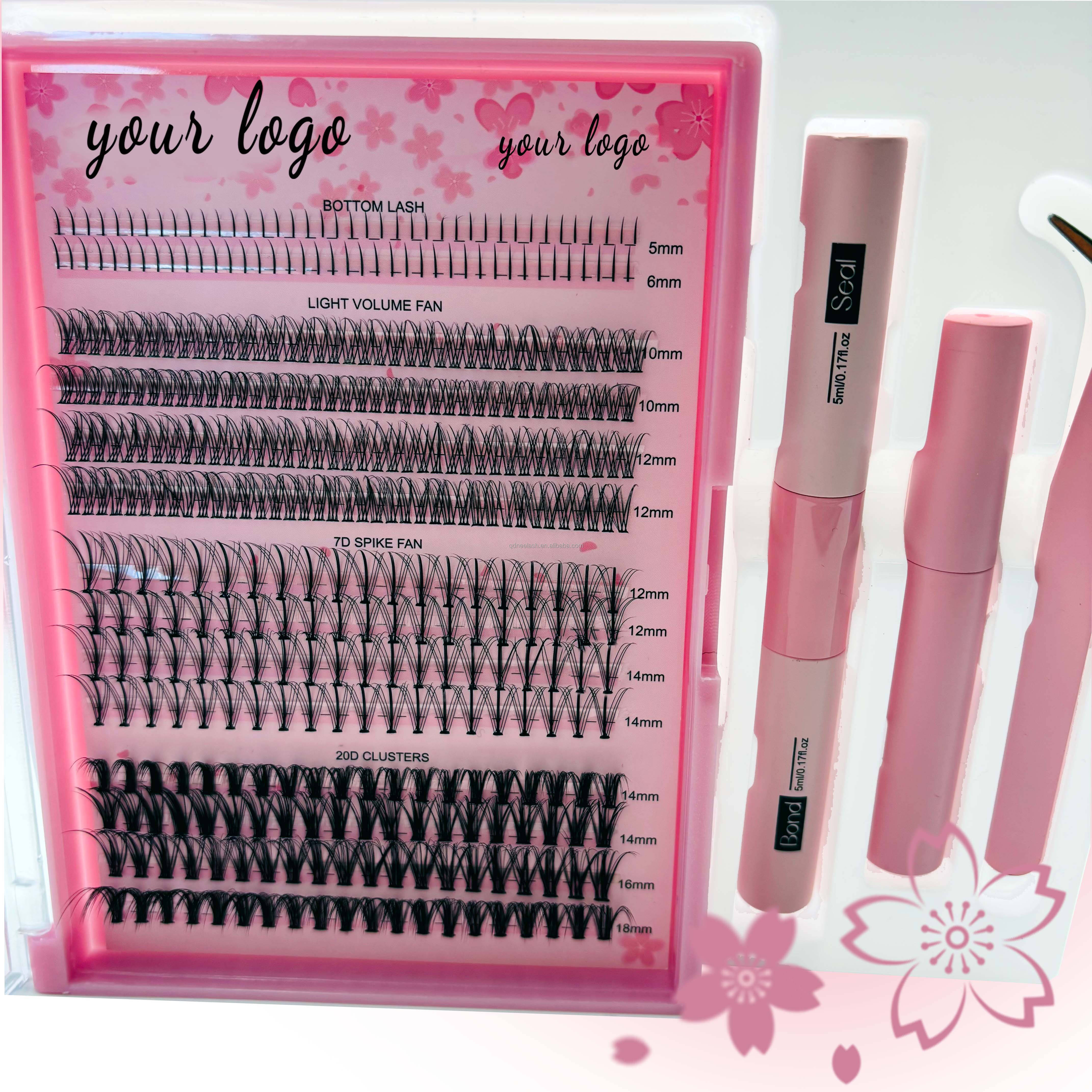 Hot Selling Customizable 3D Fluffy DIY Cluster Kit Soft Band Private Label Eyelash Extensions Segment Lashes