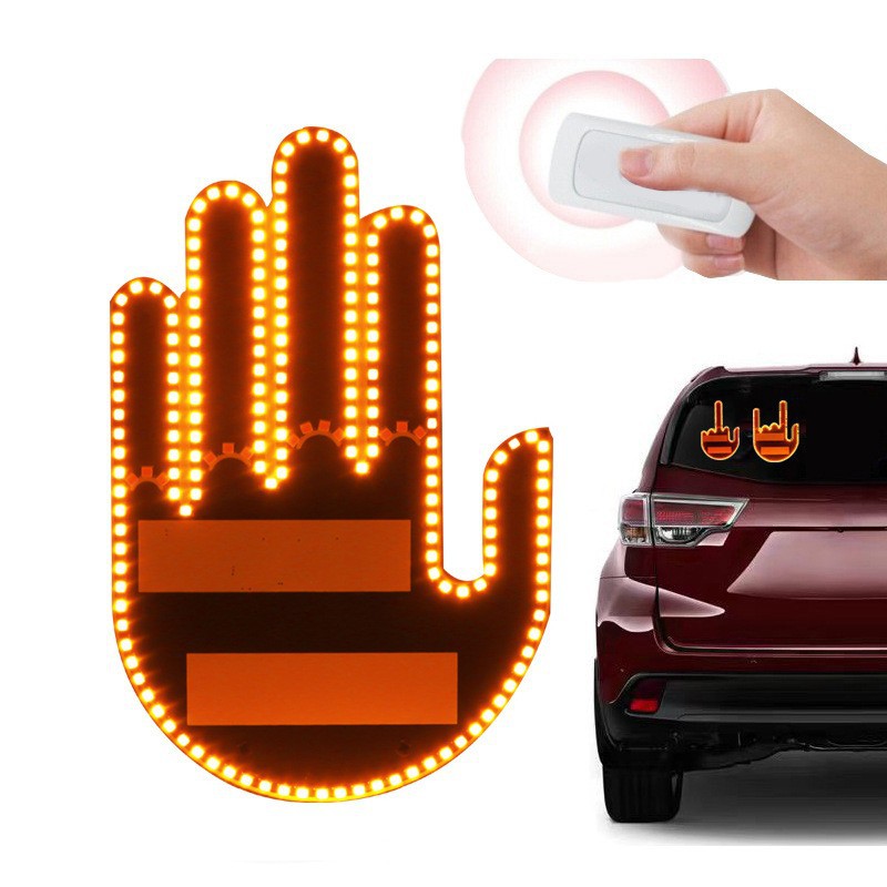 9 Styles New Car Funny Finger with Remote Control LED Luminated Gesture Light Hand Lamp Sticker Glow Panel for Rear Windshield
