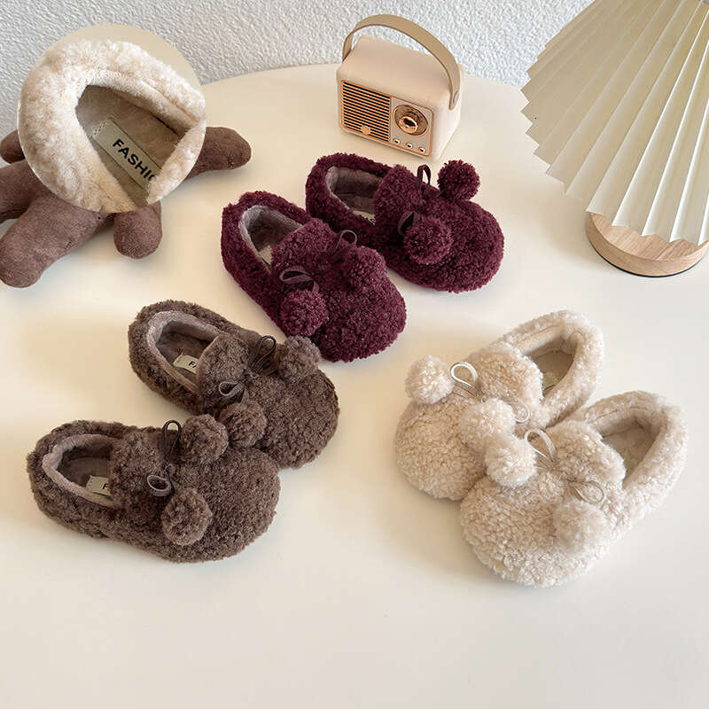 Children's Slip-On Plush Cotton 2025 Autumn Winter New Korean Style Thickened Warm Girls' Furry Shoes
