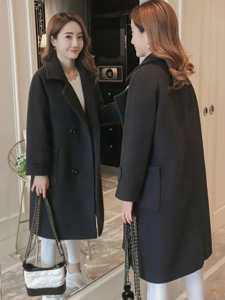 Padded Mixtures Jacket Woman Long Loose Cotton Wool Blend Coat for Women Pink Elegant Outerwears in Novelty High Quality 251216