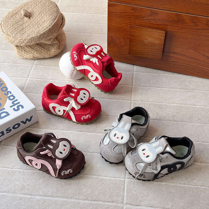 Children's Training 2025 Spring and Autumn New Korean Style Girls' Cartoon Forrest Gump Boys' Soft Sole Sports Casual Shoes