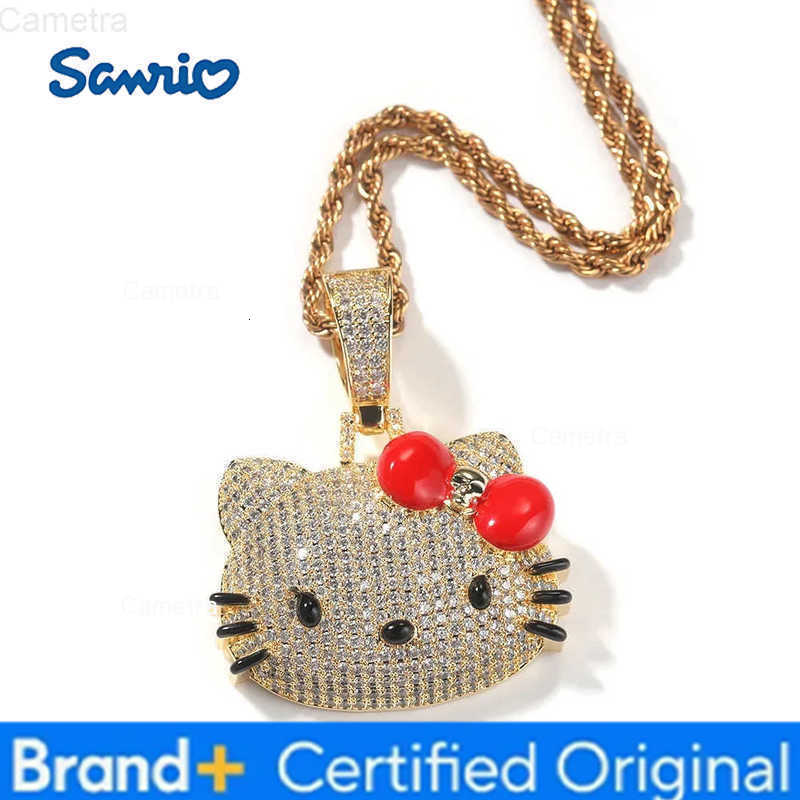 Sanrio Hello Kitty womens necklace diamond animation peripheral cute cat peripheral zircon pendant necklace Halloween birthday gift H251229