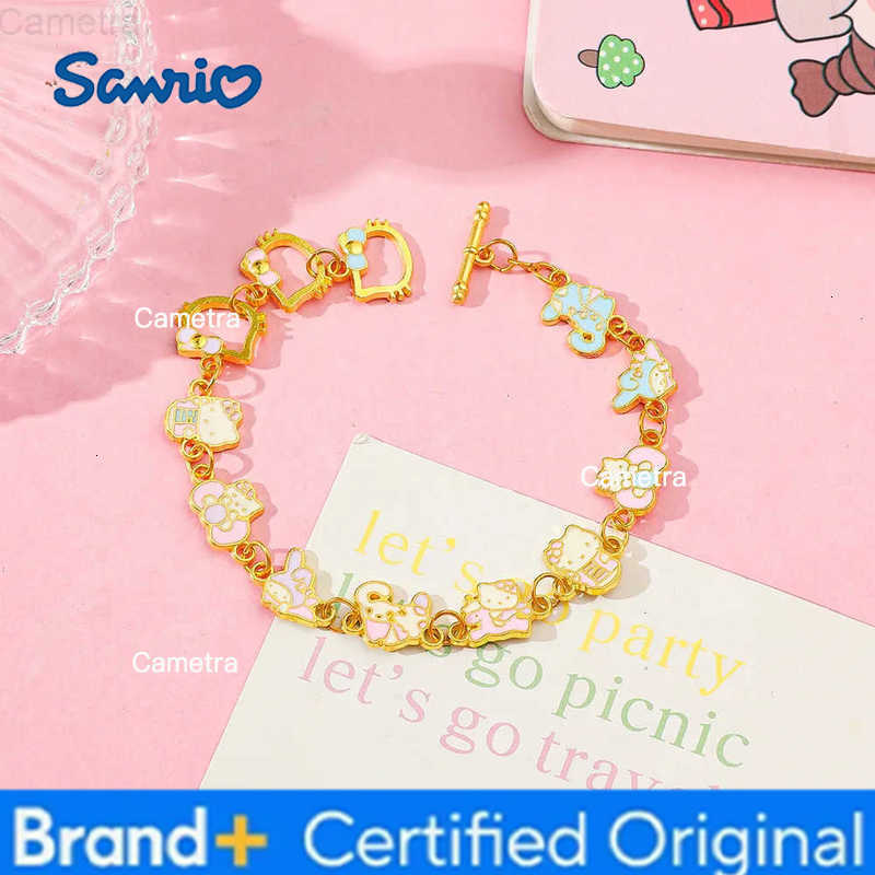 Sanrio Sweet and Cute HelloKitty My Melody Series Hollow Enamel Bracelet Fashion Kawaii Jewelry Gift H251229