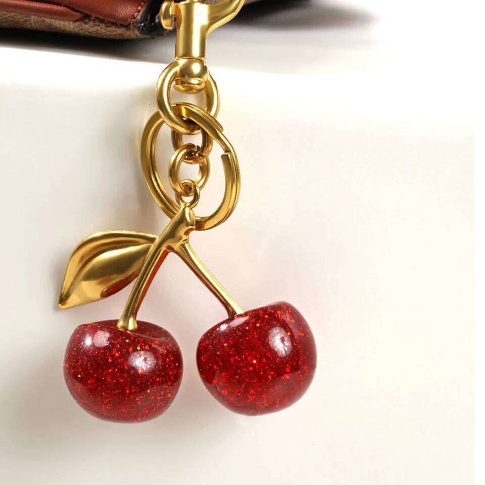 ZAKOL Fashion Red Cherry Keychain Summer Fruits Cherries Pendant Keyring For Women Men Jewelry Bag Accessories Gift