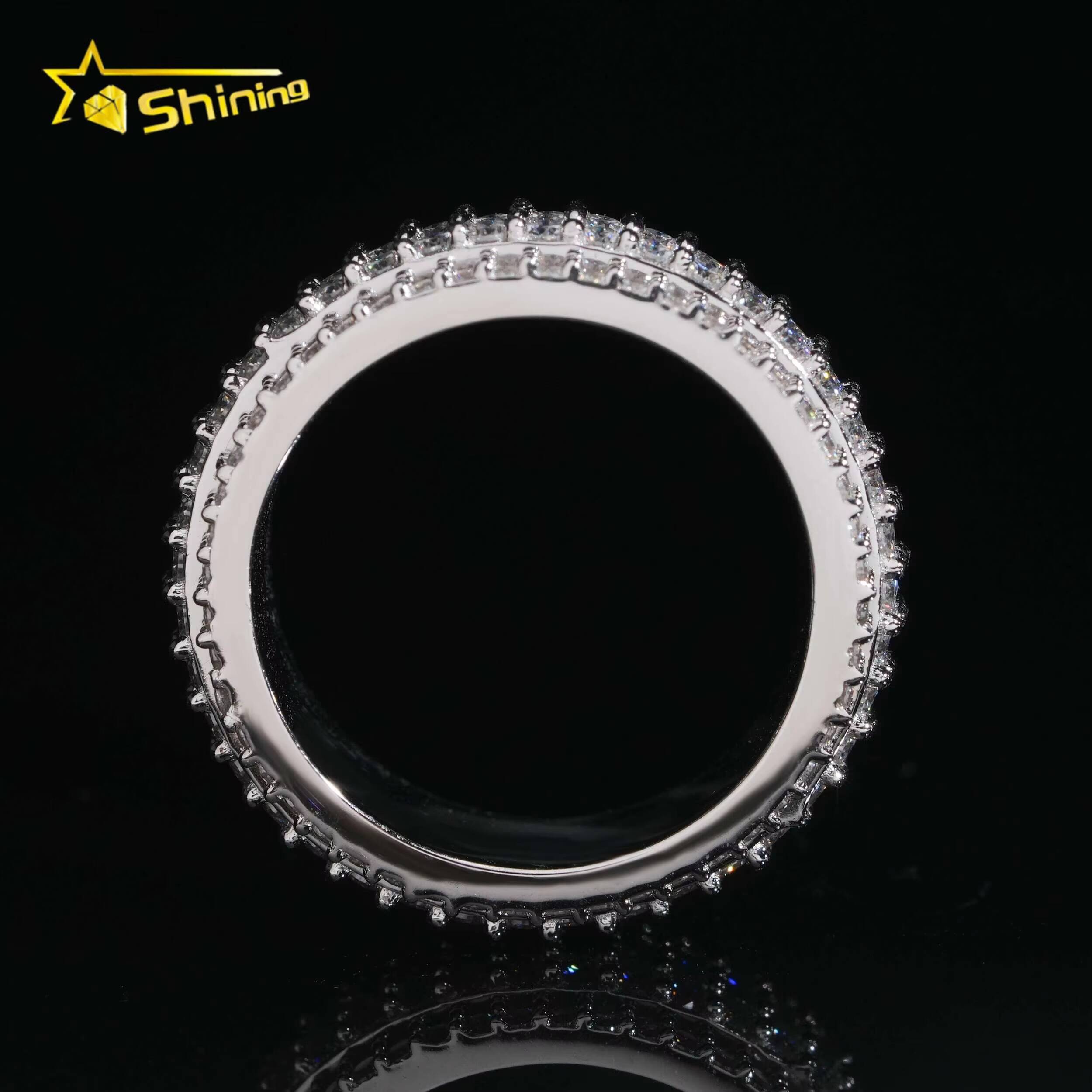 Iced Out Fine Man Jewelry Engagement Rings 925 Silver D VVS Moissanite Diamond Eternity Band Ring Daily Wear