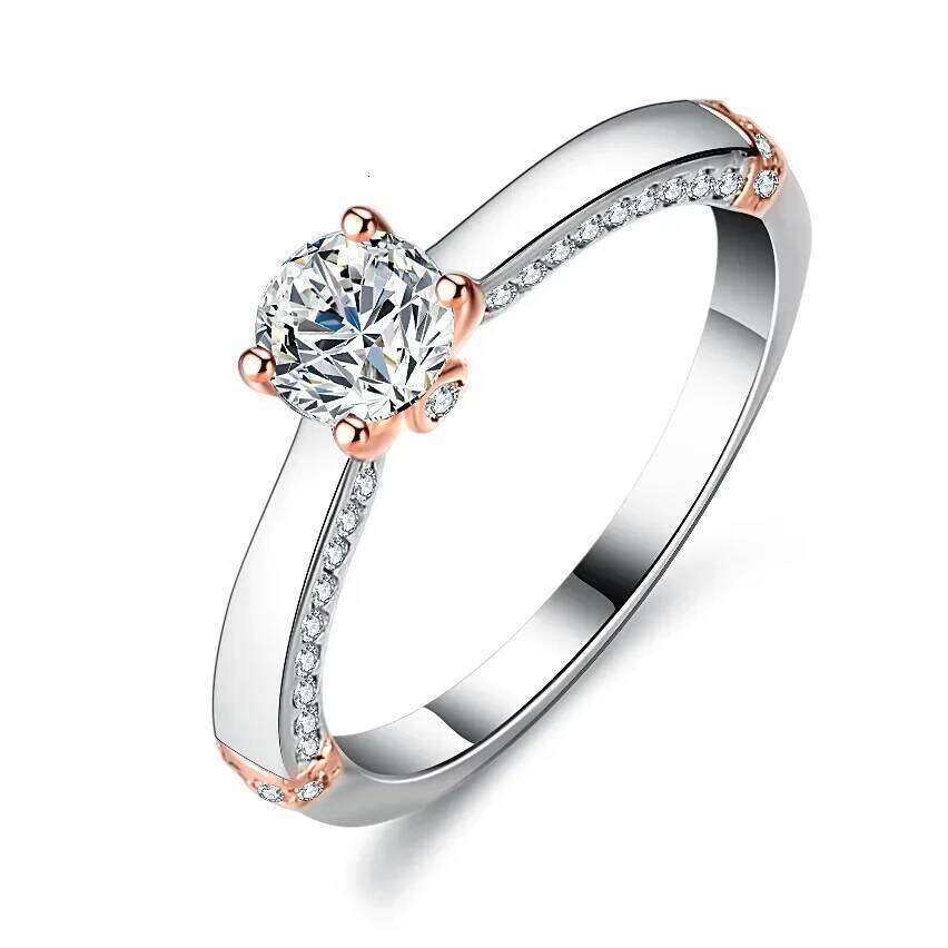 18K gold inlaid moissanite women's PT950 platinum simple and fashionable VVS1 clarity four claw diamond ring d0a