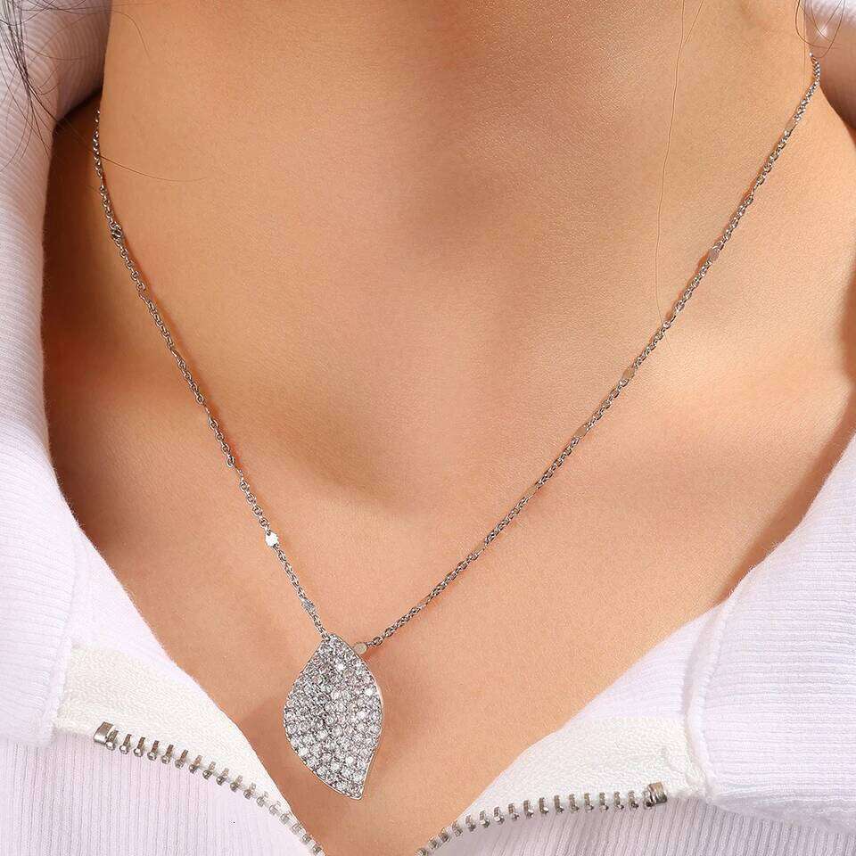 ZAKOL New Brilliant Micro-inlaid Zircon Leaf Earring Necklace Set for Women Buling Crystal Engagement Wedding Jewelry Gift