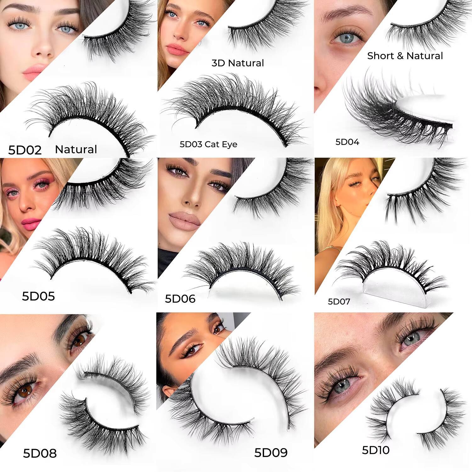 Wholesale Cat Eye Lashes Faux Mink Eyelashes Natural 15MM D Curl Strip Lashes 100 Faux Mink Lashes