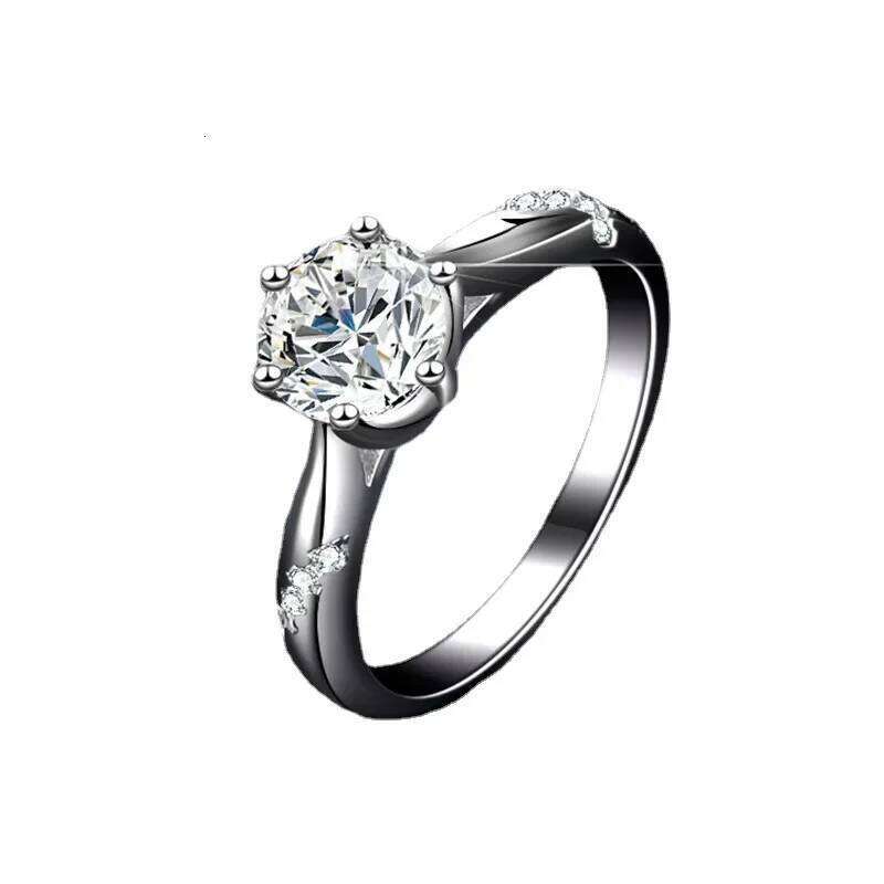 18K gold inlaid diamond ring, moissanite wedding jewelry, six claw PT950 platinum fashionable and simple ring 663