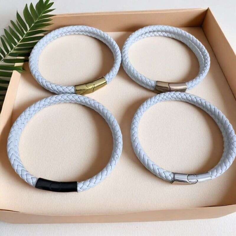 Cross-Border Hot-Selling Stainless Leather Retro Woven Titanium Steel Jewelry Imitation Cowhide Tai Chi Bracelet