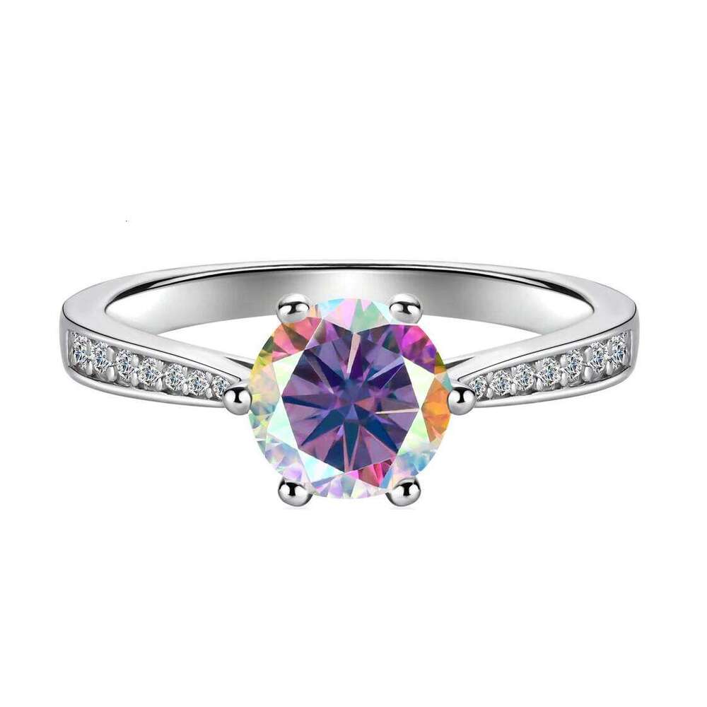 1.0 Ct 6.5mm d color vvs moissanite ring for charm lady 925 Sterling Sliver Wedding Band Sparkling Diamonds Fine Jewelry GRA d38