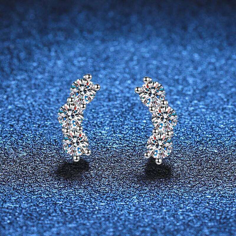 S925 Silver Moissanite Earrings Female Stars Are Simple Suitable Halloween and Christmas Gifts for Girlfriends 4fc