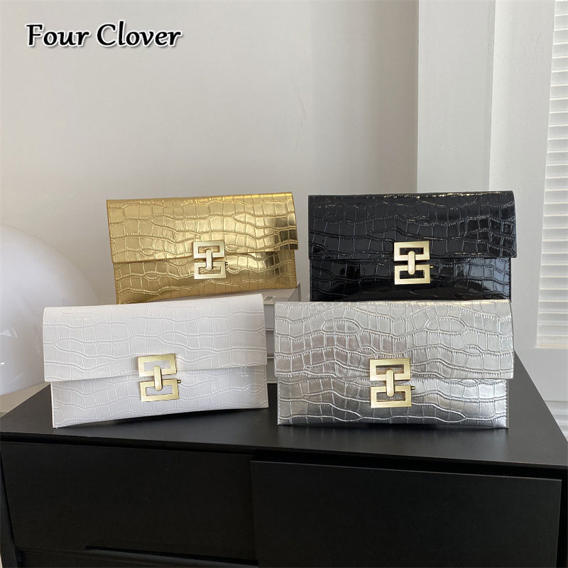 New leisure clutch with texture, small luxury shiny leather clutch, fashionable minimalist envelope bag for women, high-quality square handbag, dinner