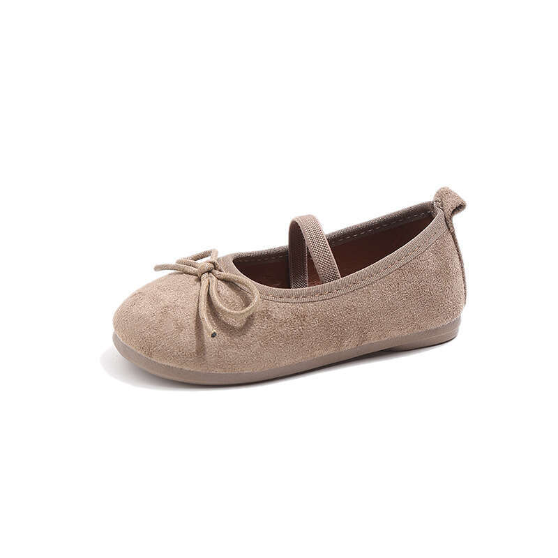 INS French Style Suede Little Leather 2025 Spring and Autumn New Korean Version Girls' Bow Princess Soft Sole Single Shoes