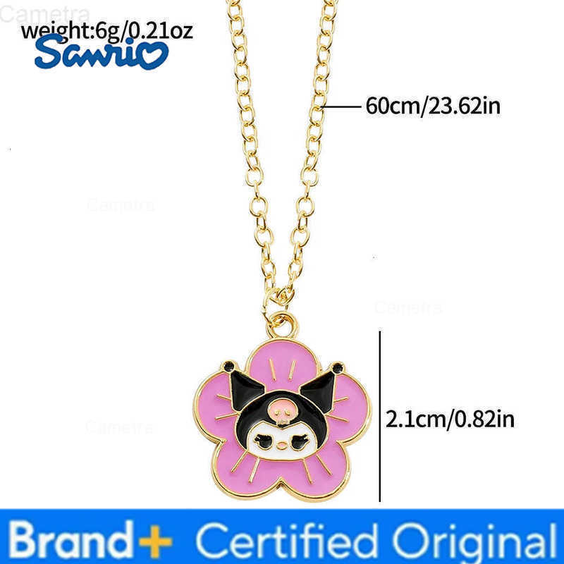 Sanrio Flower Pom Purin Cinnamoroll Melody Kuromi Cartoon Pendant Necklace Clavicle Chain for Male Female Students H251229