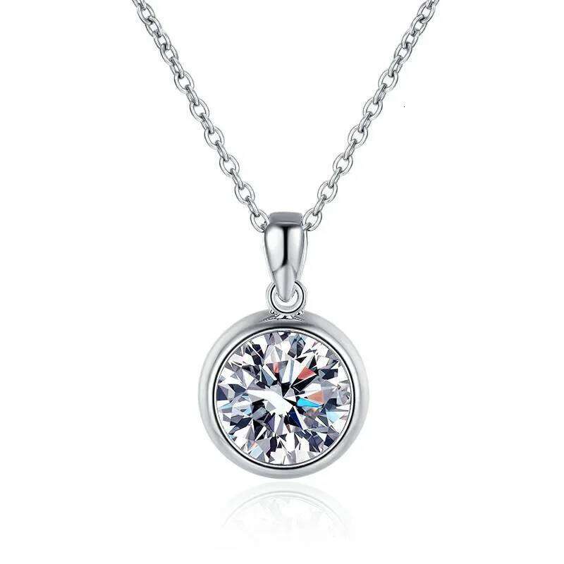 18K Diamond Inlaid Moissanite Women's Necklace PT950 Platinum Pendant Classic Bubble 1 2 3 Ct D Color c3b