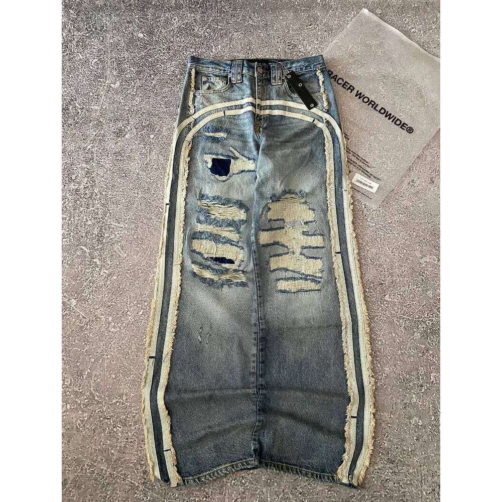 Y2K American New Pattern Embroidery Wash Baggy Jeans Men High Street Vintage Hip Hop Fashion Casual Joker Couple Wide-leg Pants