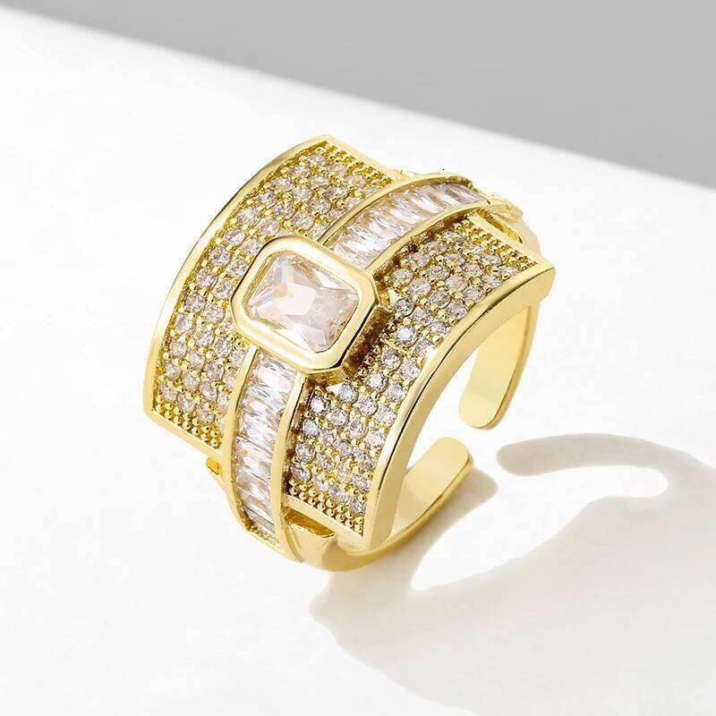 Elegant Geometric Cubic Zircon Ring for Stylish Women Weddings Engagements Hip-hop and Punk Style Stunning Statement Jewelry